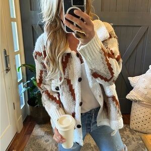Cozy Women's Cream and Brown Sweater